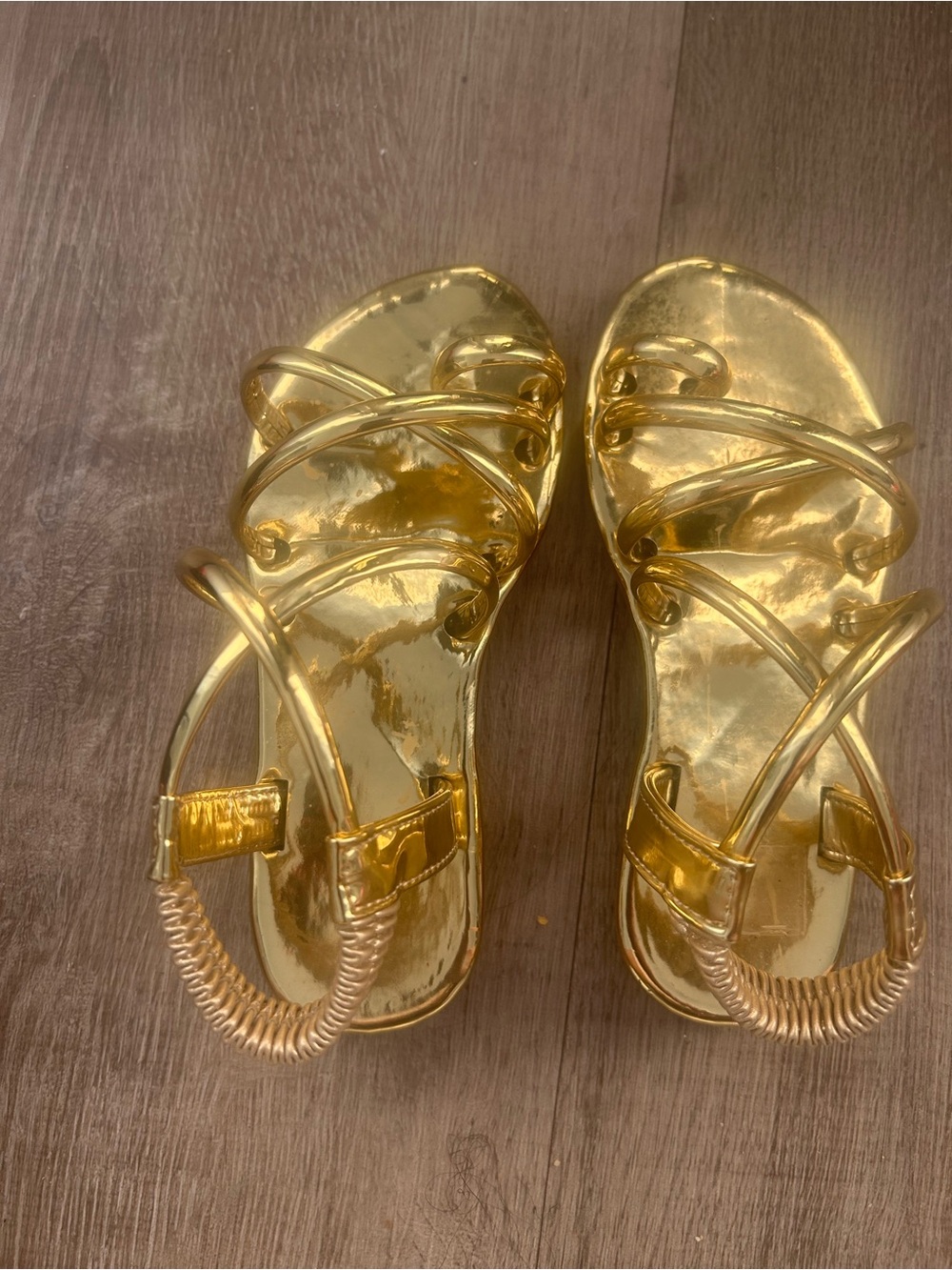 Gold Strappy Toddler Sandals - Metallic Gladiator Style